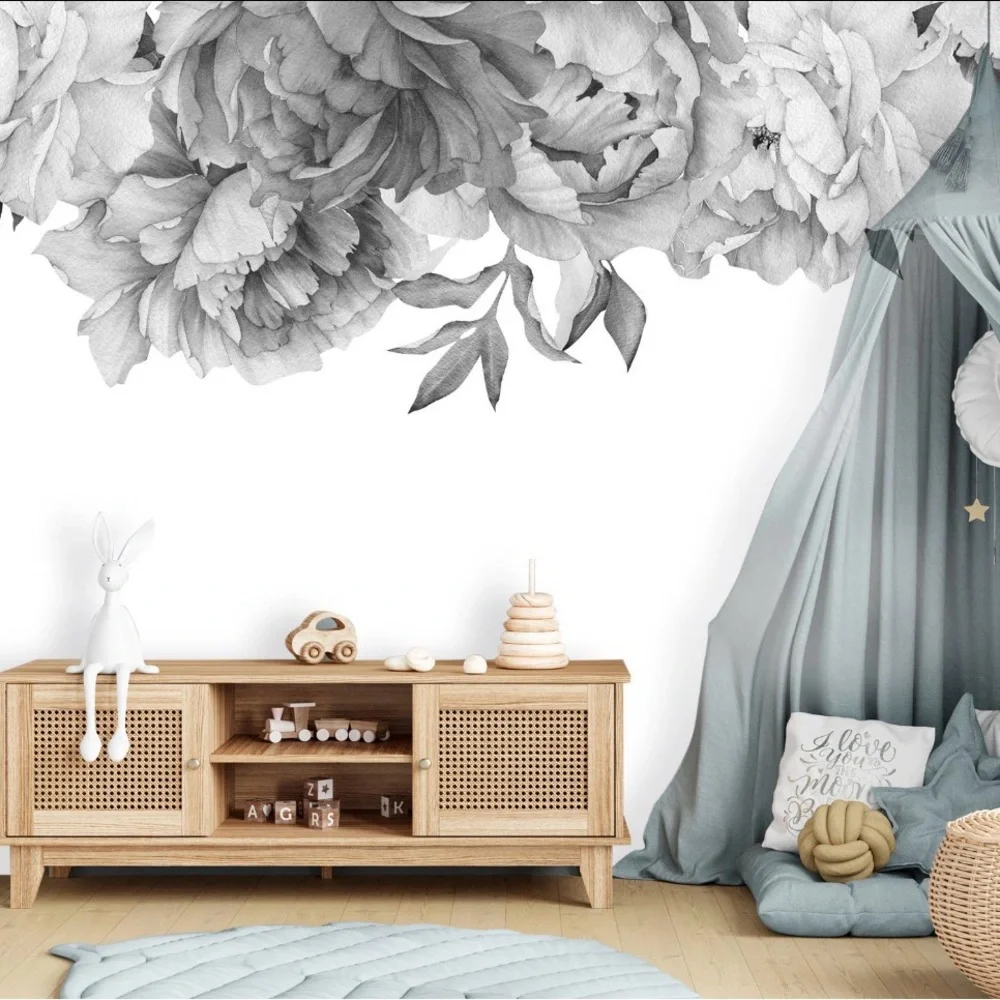Elegant Gray Floral Decals removable easy to install